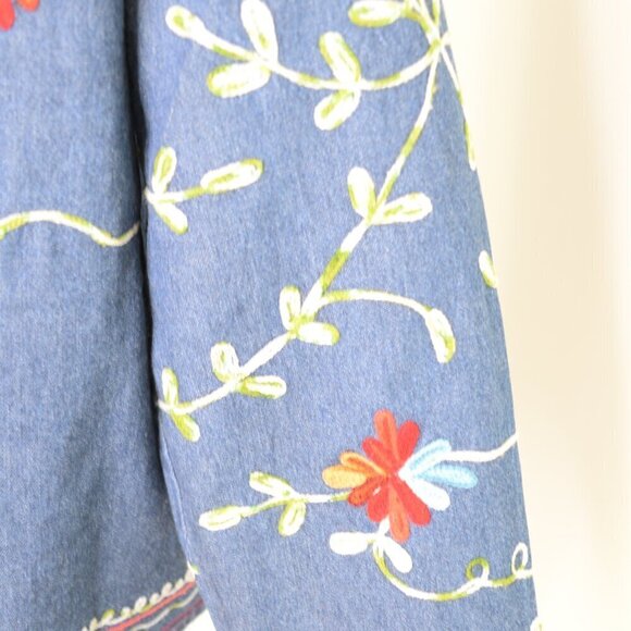 Vintage Embroidered Denim Chore Jacket Sz S - Picture 8 of 9